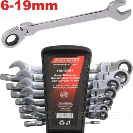 JUEGO LLAVES COMBINADAS CON CARRACA FLEXIBLE 14 UNIDADES